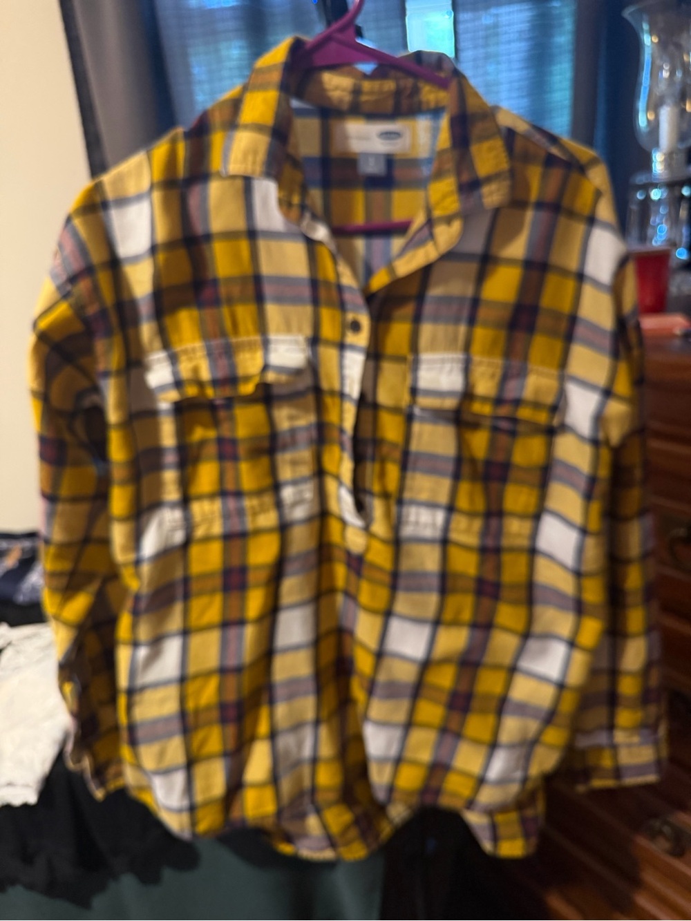 Women’s Yellow Plaid Button-Up Shirt
